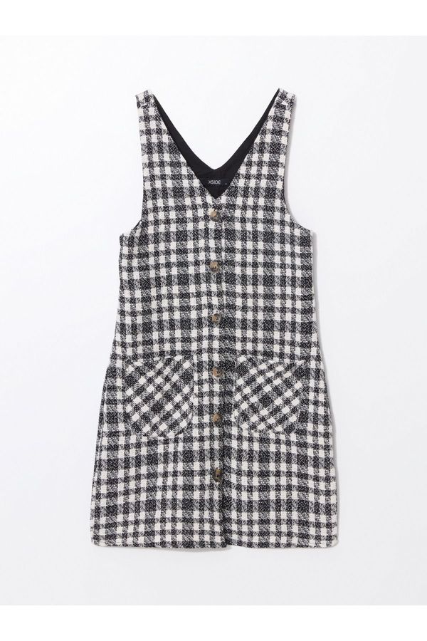 LC Waikiki LC Waikiki V Neck Plaid Women's Dress