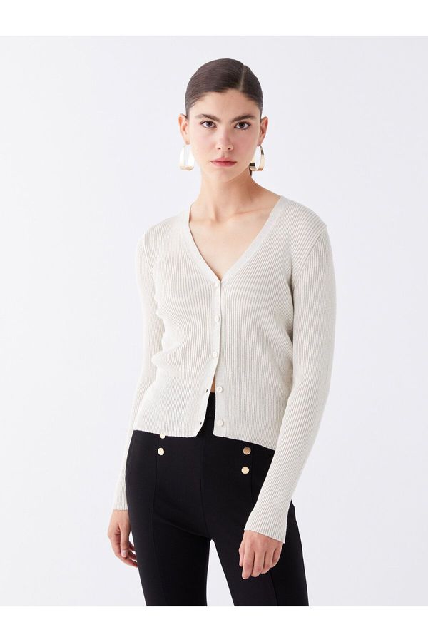 LC Waikiki LC Waikiki V-Neck Plain Long Sleeve Women's Knitwear Cardigan