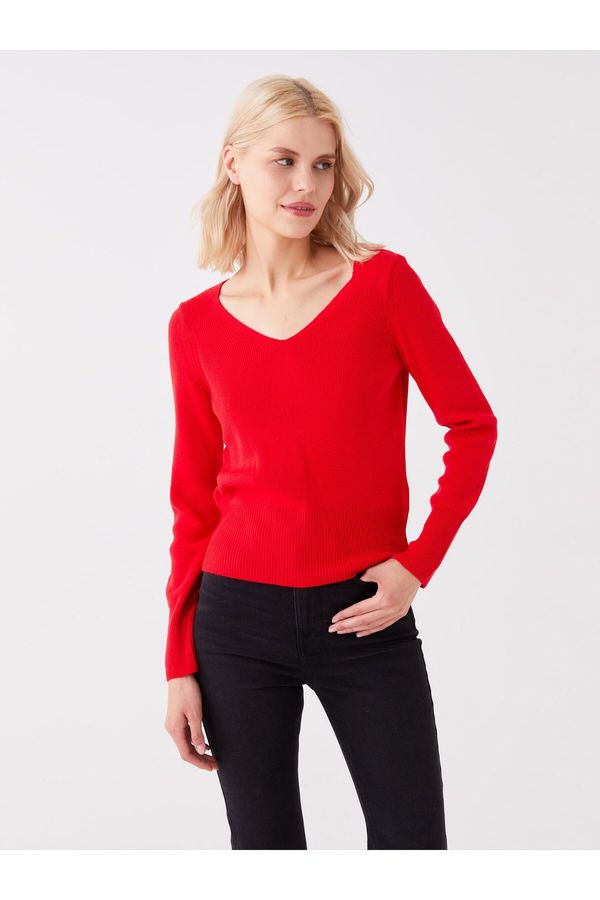 LC Waikiki LC Waikiki V-Neck Plain Long Sleeve Women's Knitwear Sweater