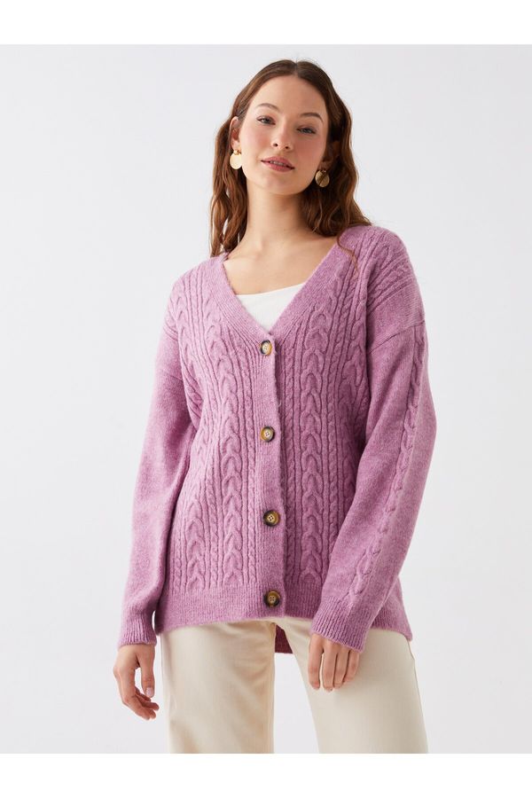 LC Waikiki LC Waikiki V-Neck Self-Patterned Long Sleeve Women's Knitwear Cardigan