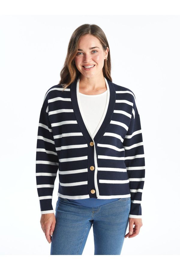 LC Waikiki LC Waikiki V-Neck Striped Long Sleeve Women's Knitwear Cardigan