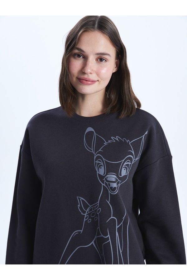 LC Waikiki LC Waikiki Women's Crew Neck Bambi Printed Long Sleeve Oversize Sweatshirt