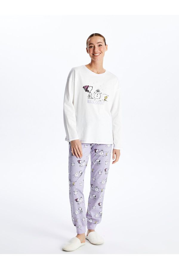 LC Waikiki LC Waikiki Women's Crew Neck Snoopy Printed Long Sleeve Pajamas Set