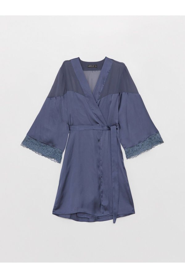 LC Waikiki LC Waikiki Women's Double Breasted Neck Lace Detailed Satin Dressing Gown