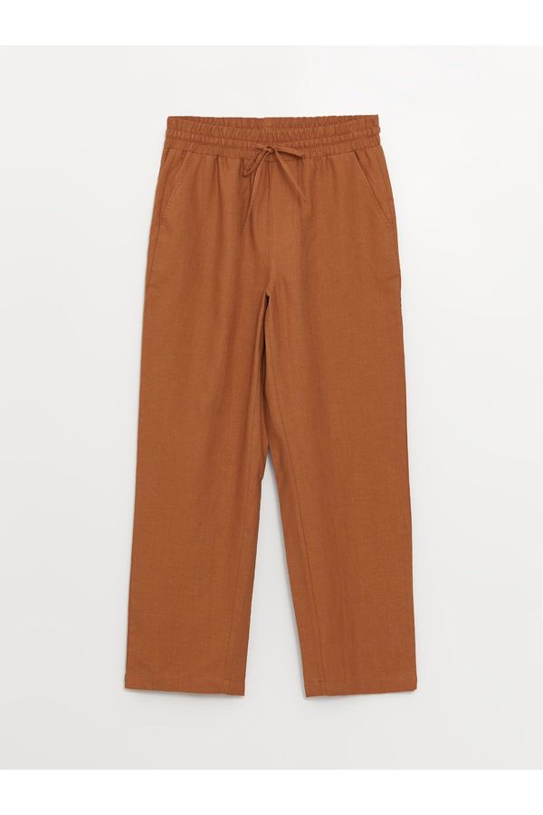 LC Waikiki LC Waikiki Women's Elastic Waist Straight Linen Blended Trousers