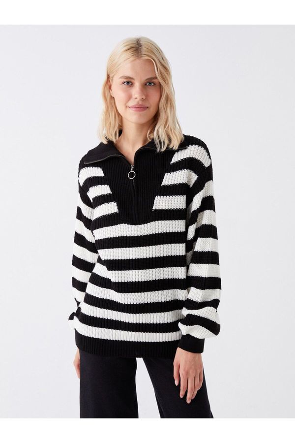 LC Waikiki LC Waikiki Women's High Neck Striped Long Sleeve Knitwear Sweater