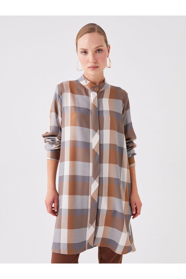 LC Waikiki LC Waikiki Women's Judge Collar Plaid Long Sleeve Tunic