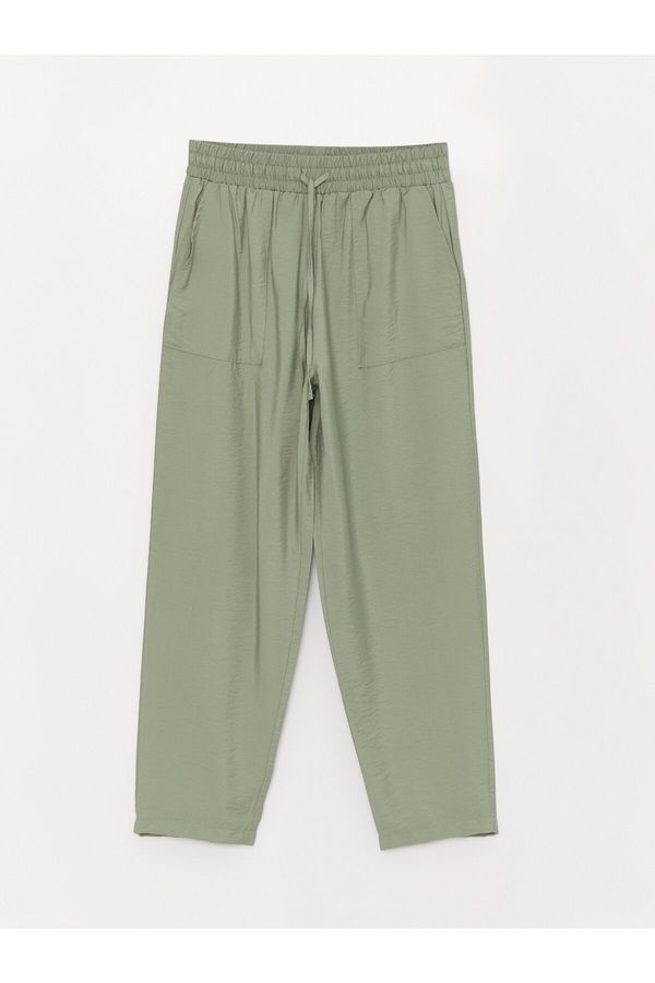 LC Waikiki LC Waikiki Women's Linen Look Trousers with an Elastic Waist and Comfortable Fit.