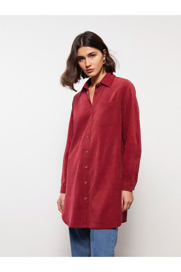 LC Waikiki LC Waikiki Women's Plain Long Sleeve Velvet Shirt Tunic