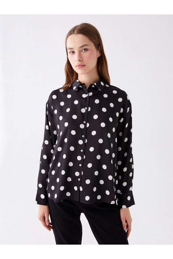 LC Waikiki LC Waikiki Women's Polka Dot Long Sleeve Oversize Satin Shirt