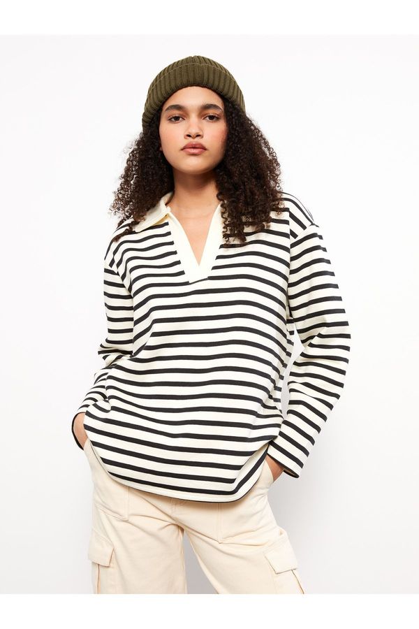 LC Waikiki LC Waikiki Women's Polo Neck Striped Long Sleeve Sweatshirt