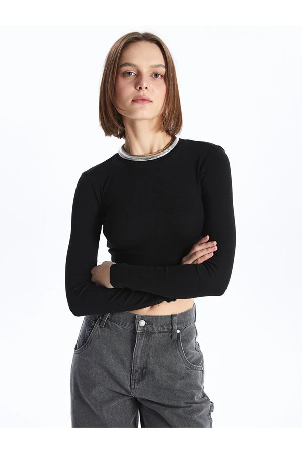 LC Waikiki LC Waikiki XSIDE Crew Neck Plain Long Sleeve Women's Crop Crop