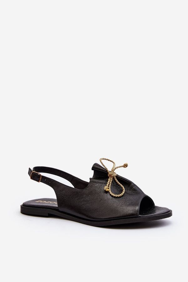 Zazoo Leather Flat Sandals Zazoo 2898 Black