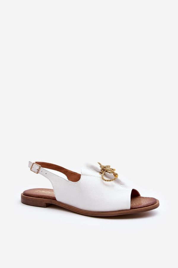 Zazoo Leather Flat Sandals Zazoo 2898 White