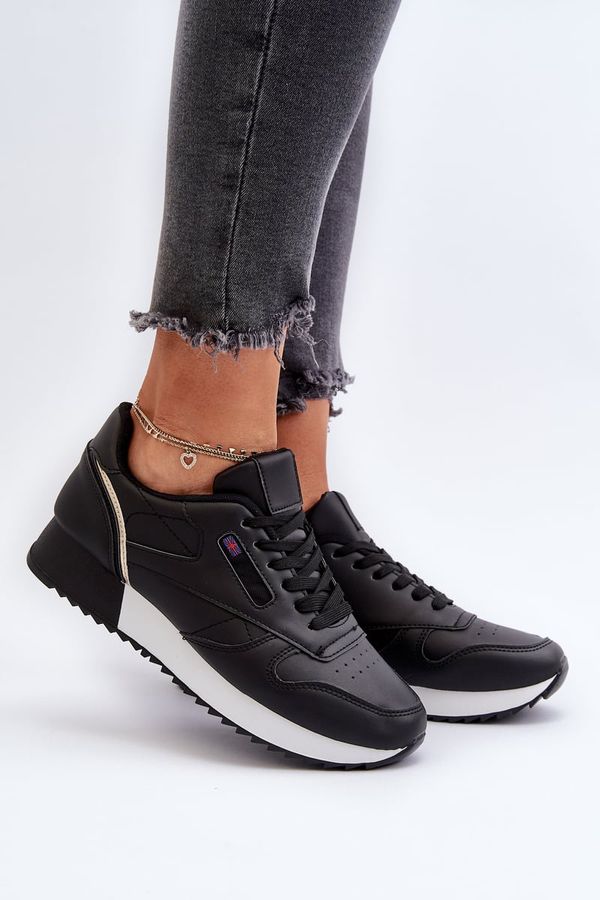 Kesi Leather lace-up platform sports shoes Black Merida