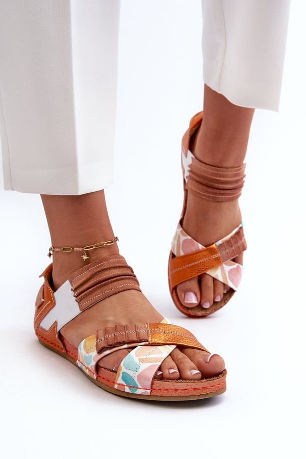 Maciejka Leather Sandals with Elastic Maciejka