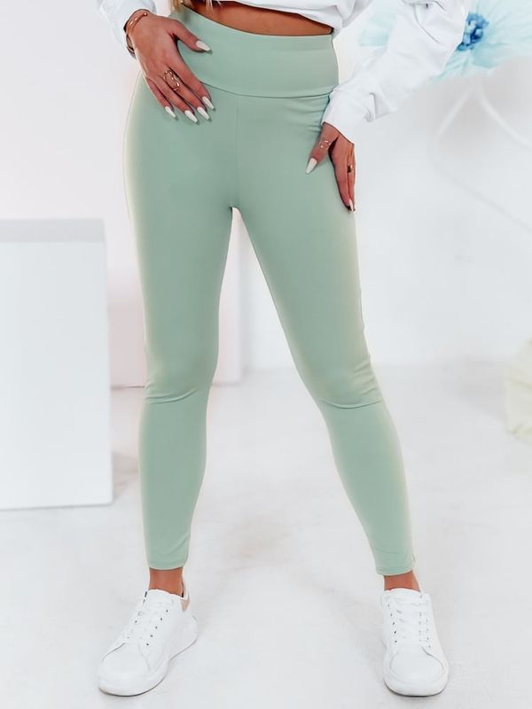 DStreet Legginsy damskie z wysokim stanem SOFLEGG jasnozielone Dstreet