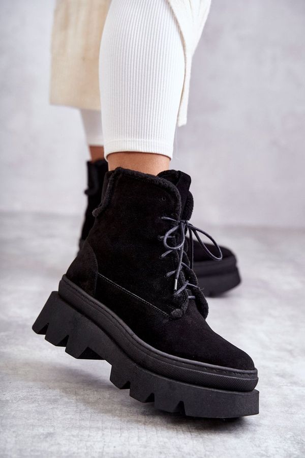 LEMAR LEMAR Suede Warm Lace-up Boots Black Elisabeth