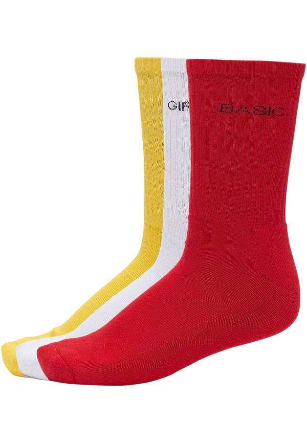 Urban Classics Lettering Socks 3-Pack Yellow/Red/White