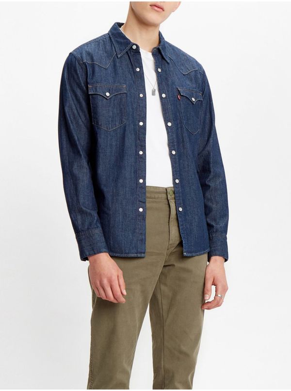 Levi's® Levi&#39;s Men&#39;s Navy Blue Denim Shirt Levi&#39;s® Barstow Western - Men