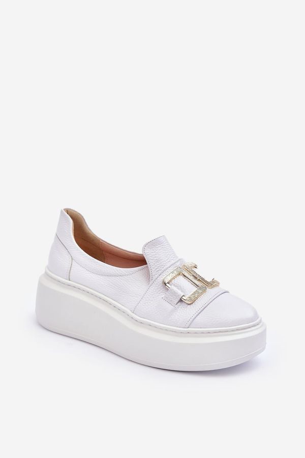 Lewski Shoes Lewski Shoes Women's Leather Platform Shoes White Lewski