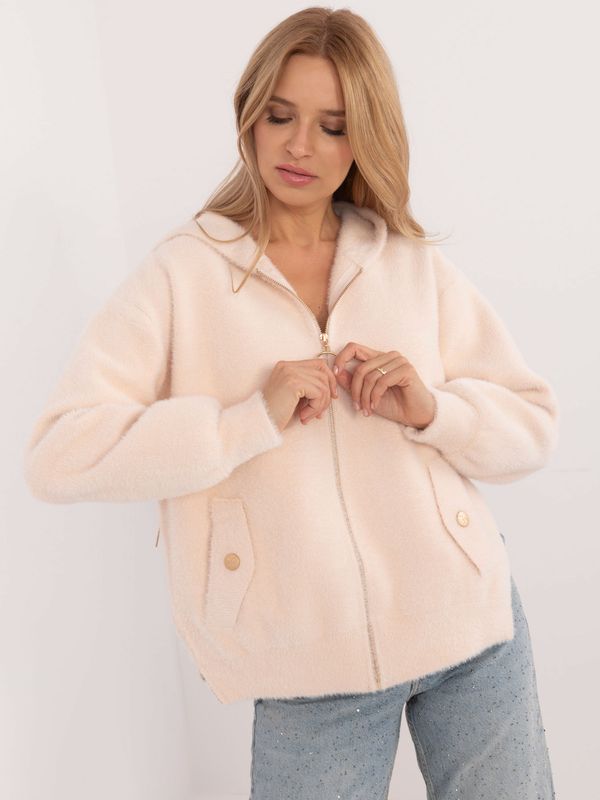 Factory Price Light beige alpaca jacket with hood