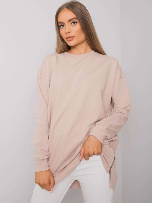 Fashionhunters Light beige long-sleeved tunic by Rhiannon