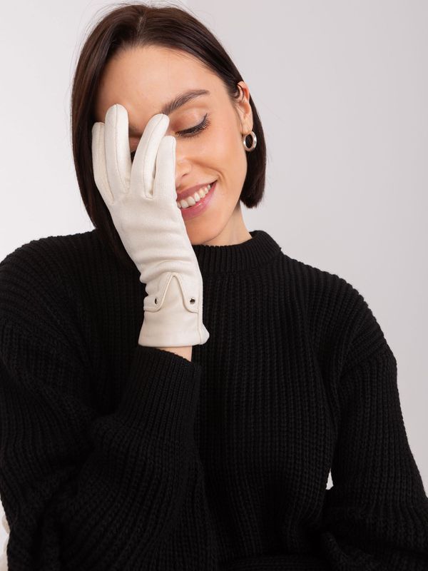 Fashionhunters Light beige women's gloves