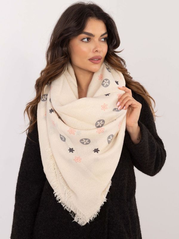 Fashionhunters Light beige women's scarf with print