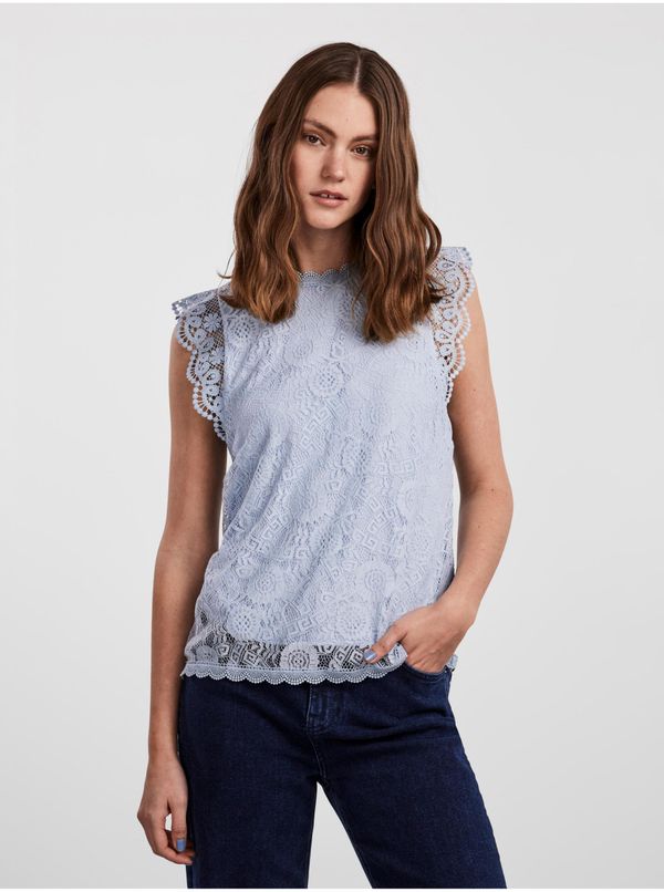 Pieces Light Blue Lace Top Pieces Olline - Women