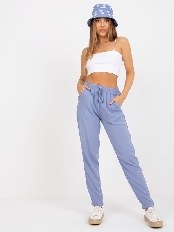 Fashionhunters Light blue light trousers made of summer fabric SUBLEVEL