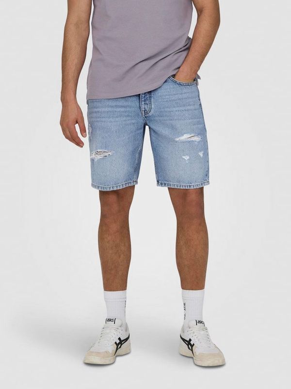 Only Light blue men's denim shorts ONLY & SONS Edge