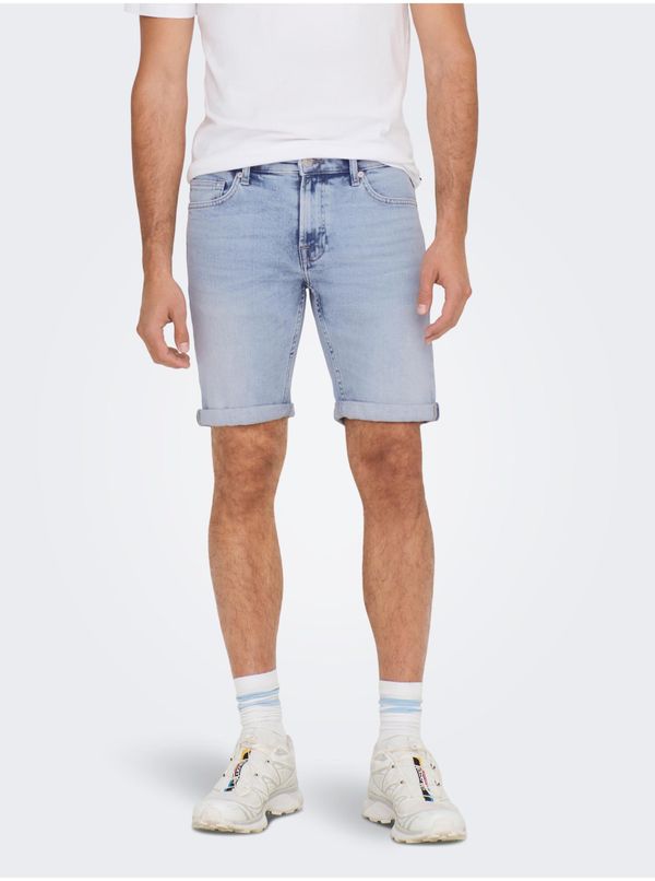 Only Light blue mens denim shorts ONLY & SONS Ply - Men