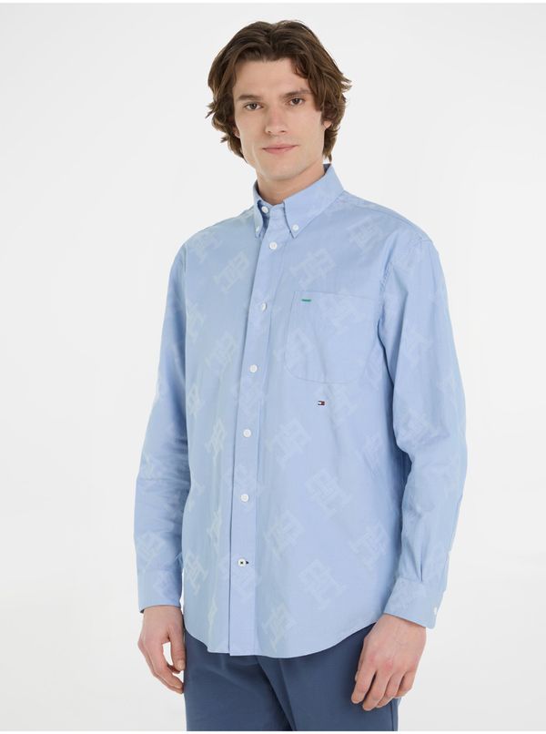 Tommy Hilfiger Light Blue Men's Patterned Shirt Tommy Hilfiger Premium Oxfor - Men