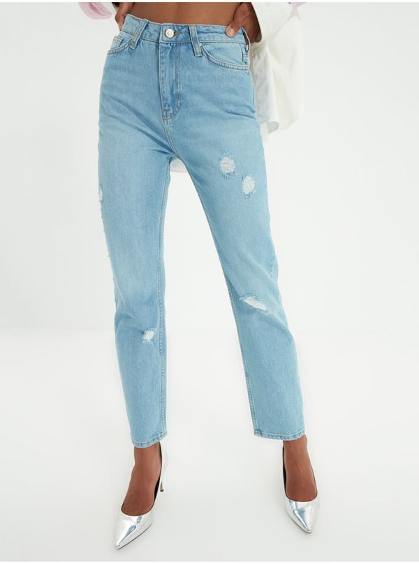 Trendyol Light blue mom fit jeans with ripped effect Trendyol - Women