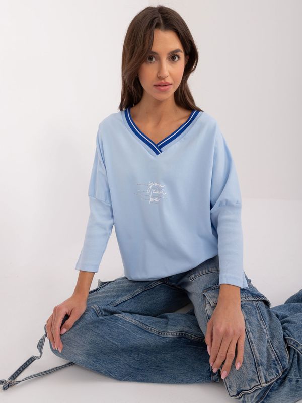 Fashionhunters Light blue oversize cotton blouse