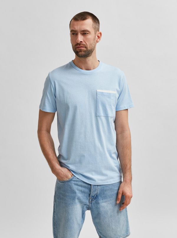 Selected Homme Light blue T-shirt with pocket Selected Homme Robert - Men