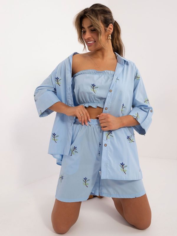 Fashionhunters Light blue three-piece summer set