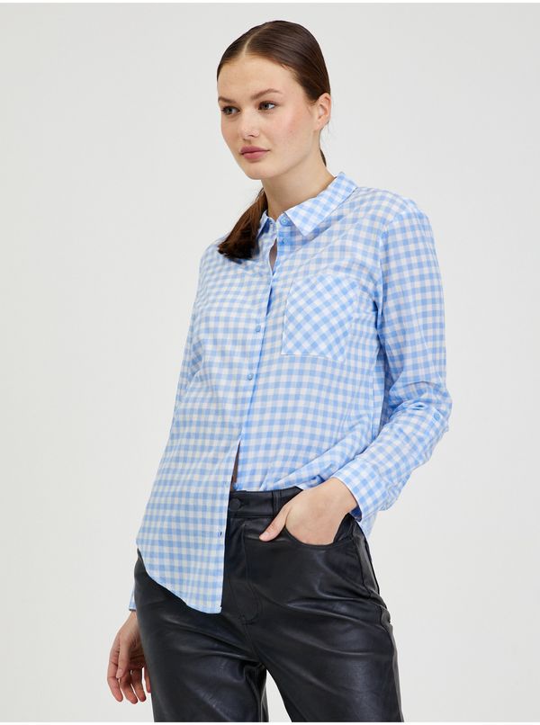 Orsay Light blue women's plaid shirt ORSAY