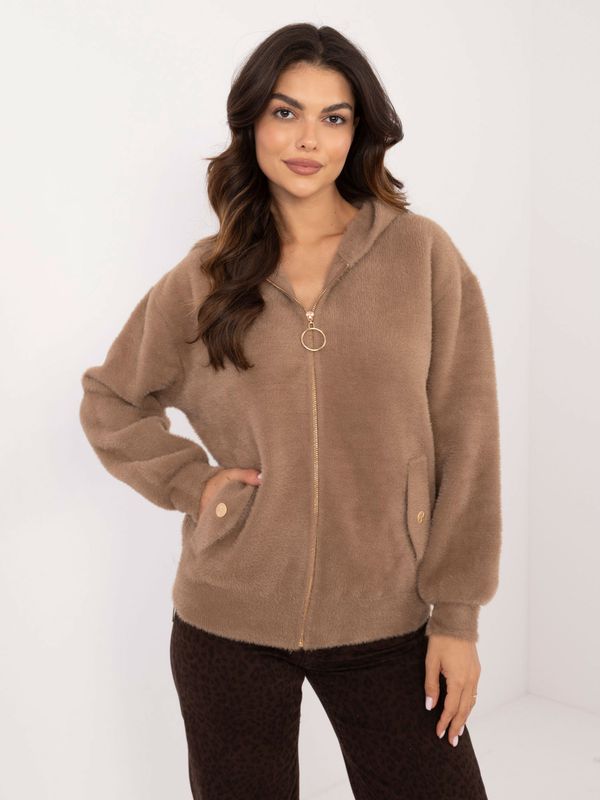 Factory Price Light brown women's alpaca jacket with hood