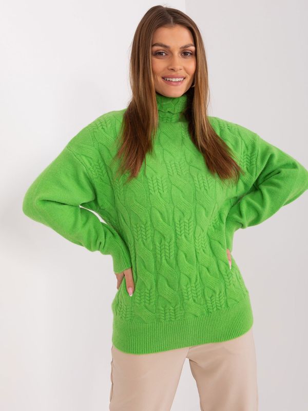 Fashionhunters Light green knitted sweater with long sleeves
