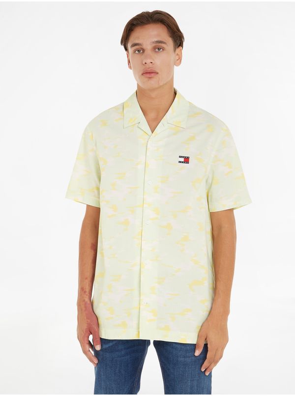 Tommy Hilfiger Light Green Mens Patterned Shirt Tommy Jeans - Men