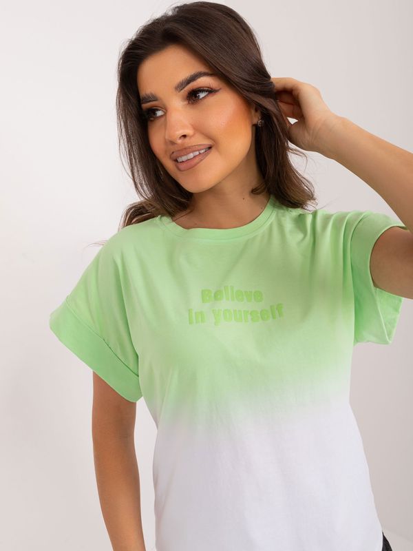 Fashionhunters Light Green Ombre Cotton Women's T-Shirt
