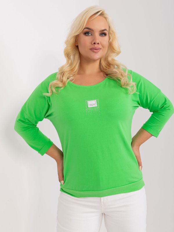 Fashionhunters Light green plus size blouse with a round neckline