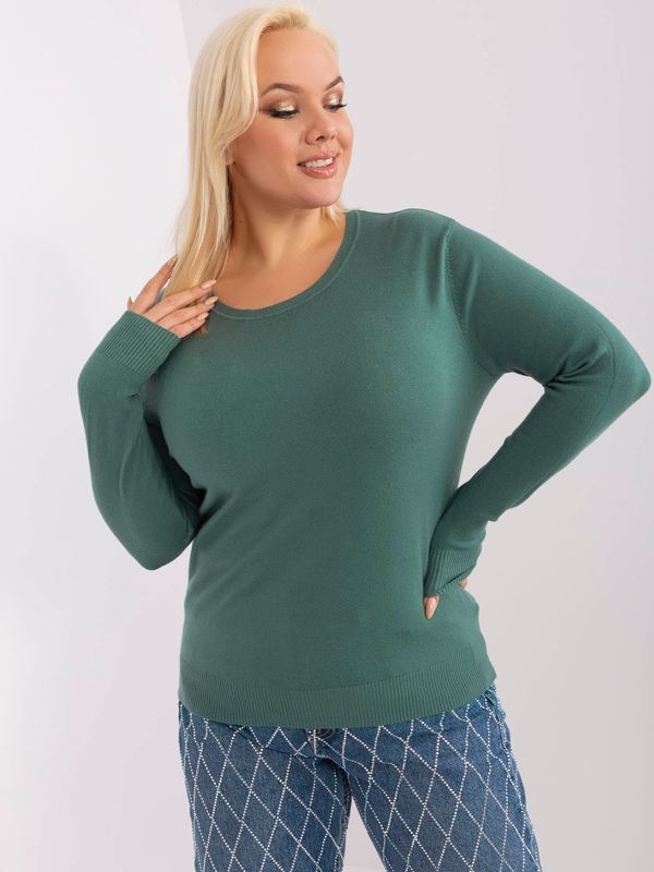 Fashionhunters Light green smooth sweater of a larger size made of viscose