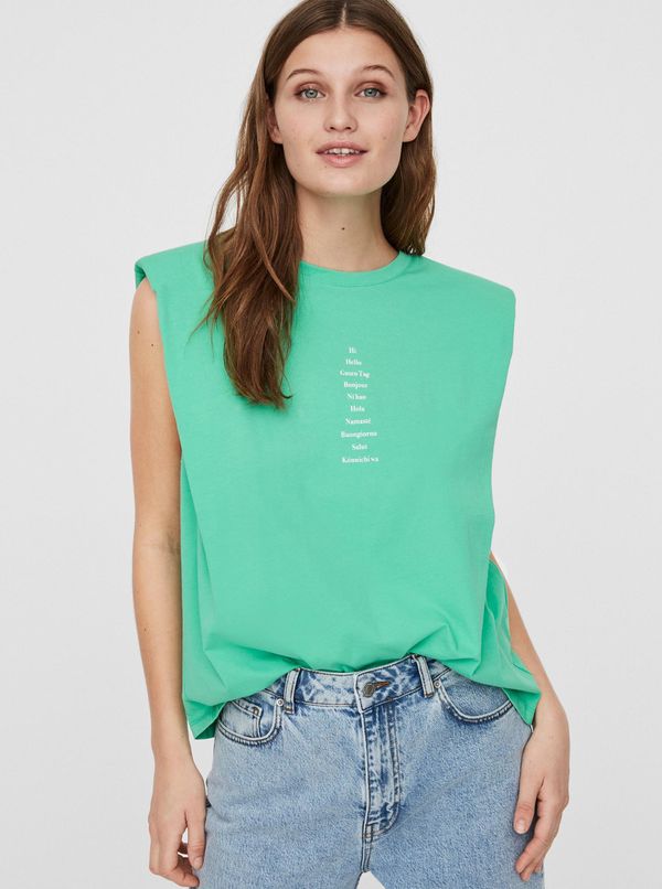 Vero Moda Light green T-shirt with inscription VERO MODA Hollie - Women