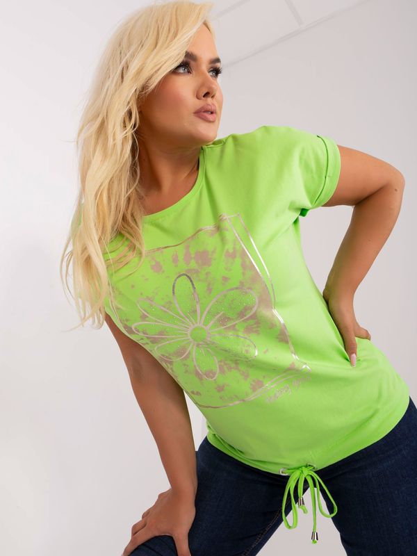 Fashionhunters Light green women's blouse plus size with inscription