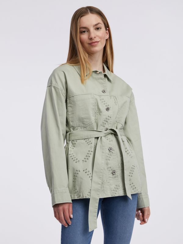 Orsay Light green women's patterned denim jacket ORSAY