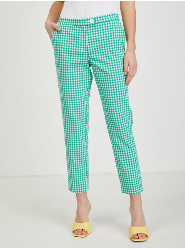 Orsay Light green women's plaid trousers ORSAY