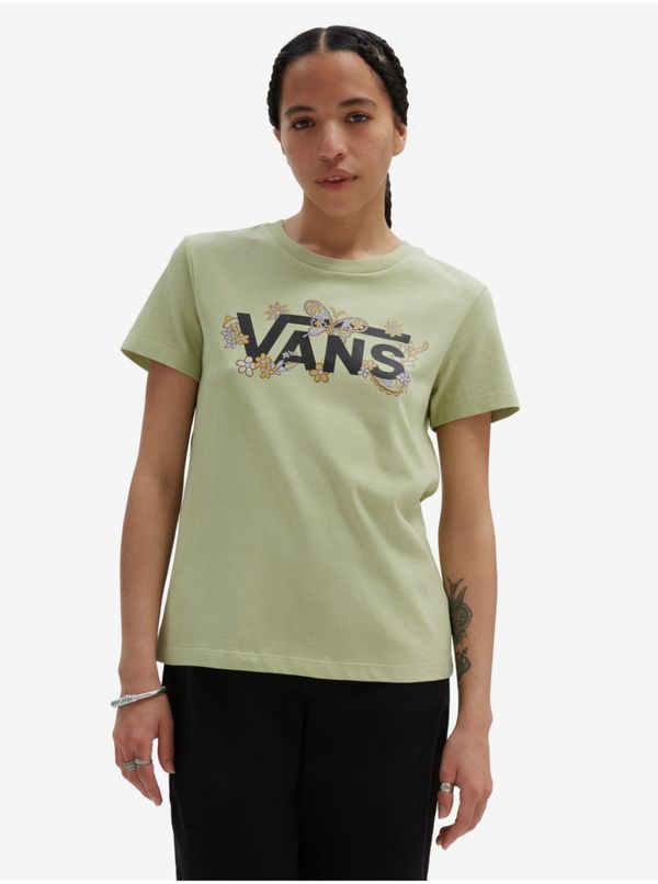 Vans Light Green Women's T-Shirt VANS Trippy Paisley Crew - Women